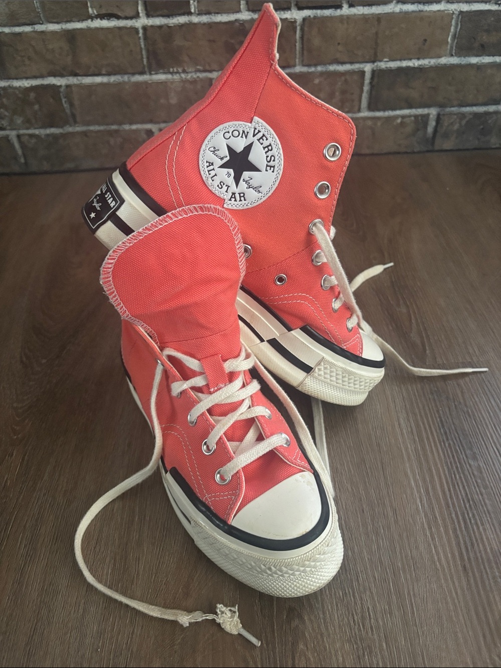 Converse High Top Sneakers - Coral Orange Canvas with White Accents